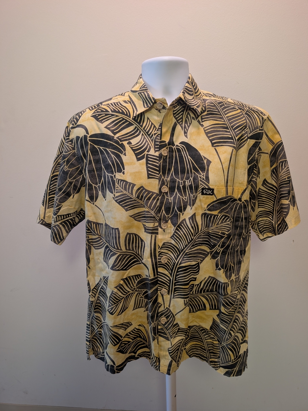 Yellow & Black Tropical Print Short-Sleeve Shirt